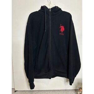 U.S. Polo Assn. Black Full Zip Hoodie Sweatshirt Mens XL‎ Sportswear